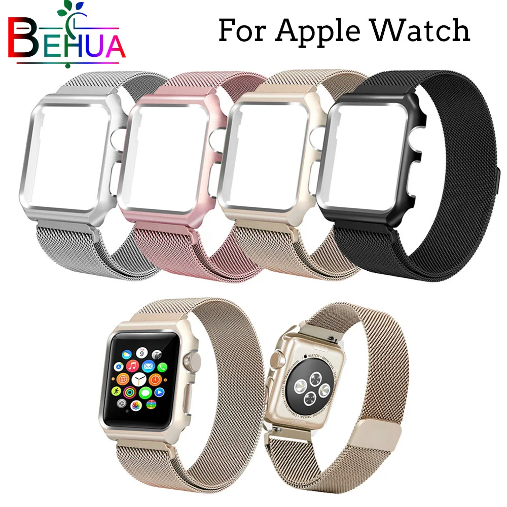 Новый чехол + ремешок для Apple Watch iwatch 1 2 3 браслет из нержавеющей стали сетчатый