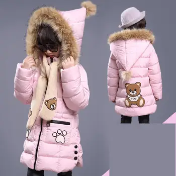

2020 Winter Girls Cotton Down Coat Female Children Long Jacket Warm Thicken Outdoor Hooded Outerwear Student Parkas 10 12 Year