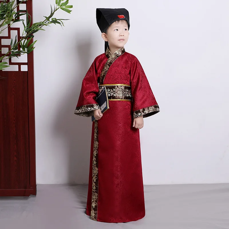 Древний школьный халат Традиционный китайский hanfu для маленьких мальчиков одежда для косплея винтажный детский сценический костюм