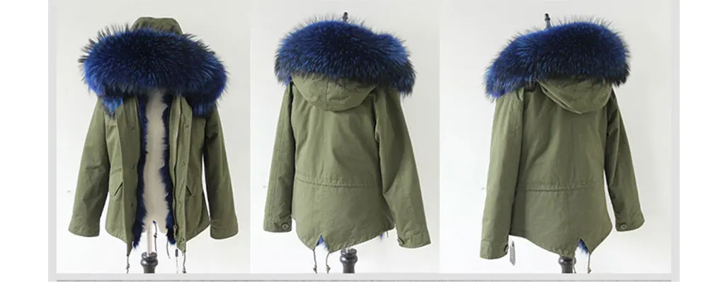 MAO KONG/зимняя куртка; коллекция года; парка армейского зеленого цвета; пальто с натуральным большим воротником из меха енота; подкладка из лисьего меха; Верхняя одежда с капюшоном
