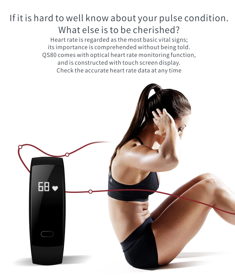 2018 Newest QS80 Smart Band Wristband 0.42\'\' OLED Heart Rate Monitor Alarm Clock Watch Blood Pressure Pedometer Fitness Tracker (7)