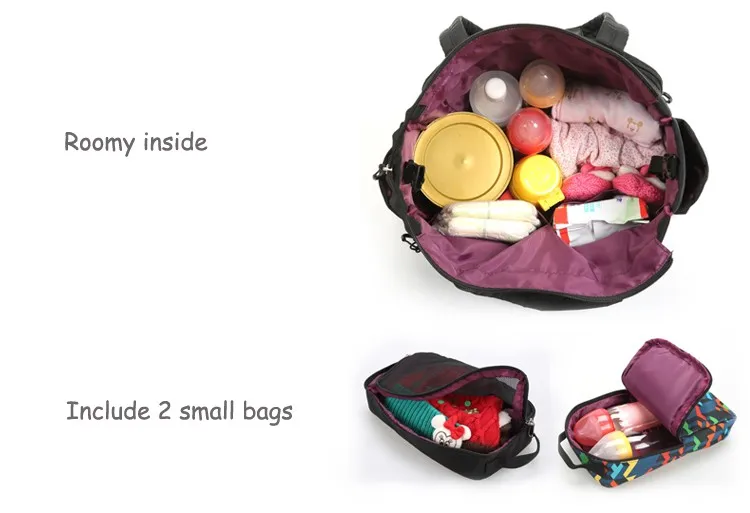 4 pieces Diaper Tote Bag Set Nursery Bags - Hangs Neatly On Stroller In Classic Black 03