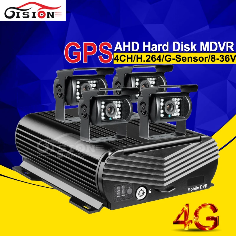 

4G GPS HDD Hard Disk 4CH 1080P AHD Car Mobile Dvr Kits 4PCS Rear View Parking Waterproof 2.0MP HD Camera CMSV6 Software Free