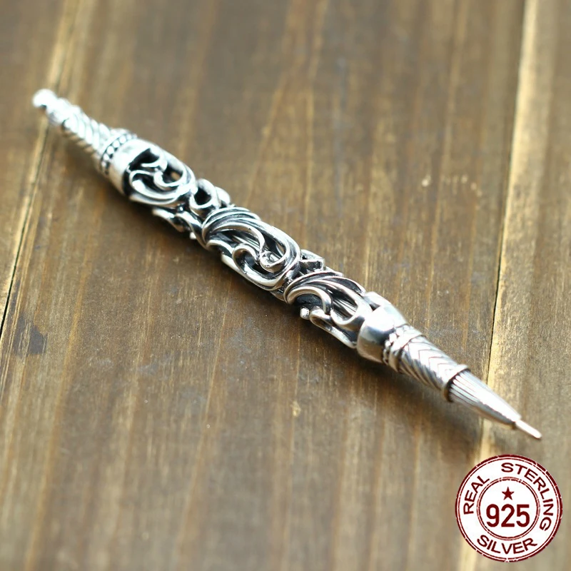

100% S925 sterling silver hollow ballpoint pen personality fashion retro punk style domineering cross shape to send a gift hot