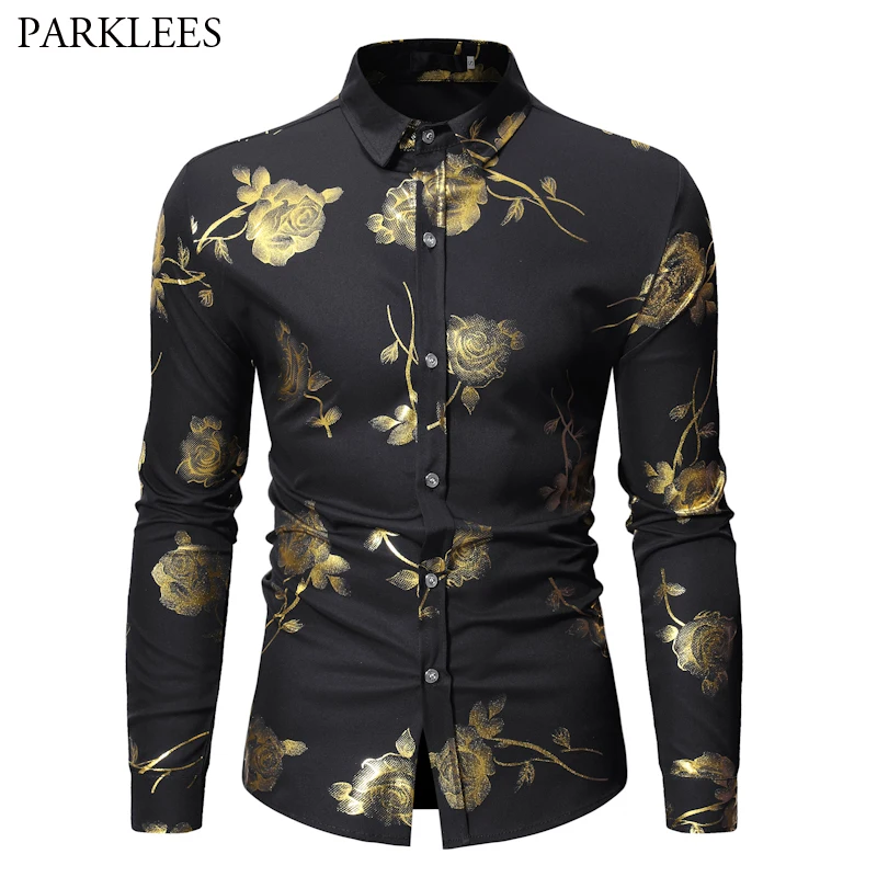 black and gold mens dress shirt