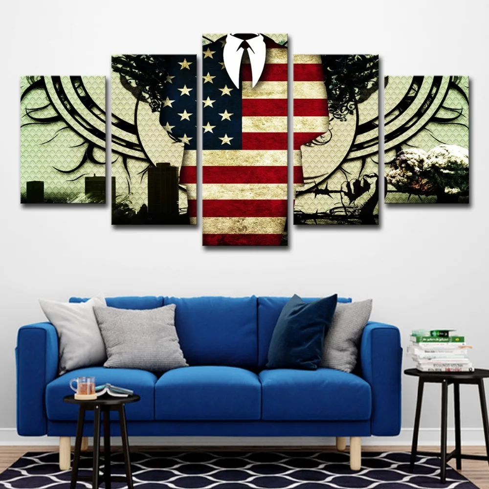 5P2261-HD Printed American Man Painting 5 piece Canvas art Print room decor print poster picture canvas Free shipping (1  (12)