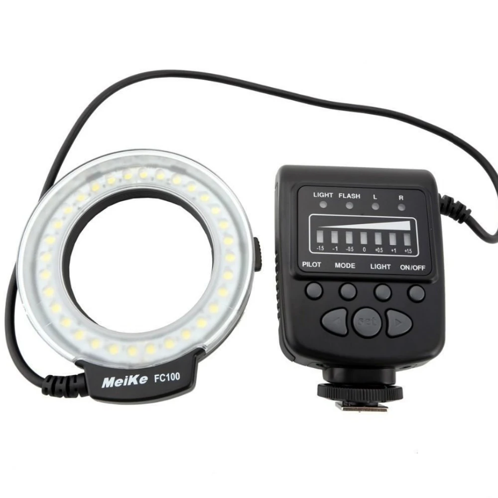 On Camera Flash Camera Flash Meike FC-100 FC100 Manual LED Macro Ring Flash Light 7 Adapter Ring For Canon Nikon Olympus Pentax Digital DSLR Camera