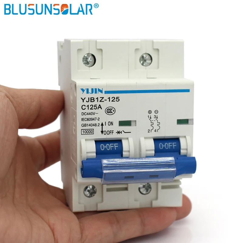 (50 шт./лот) 2P 125A DC440V MCB фотоэлектрический мини DC Автоматический выключатель