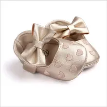 Newborn Infant Baby Girl Leather Bow Knot Heart Pattern Hook Soft Sole Shoes Causal Walking Crib Causal Shoes 0-18M