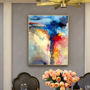 

Free new design canvas 100% hand-painted abstract space color hotel wall art without frame canvas.