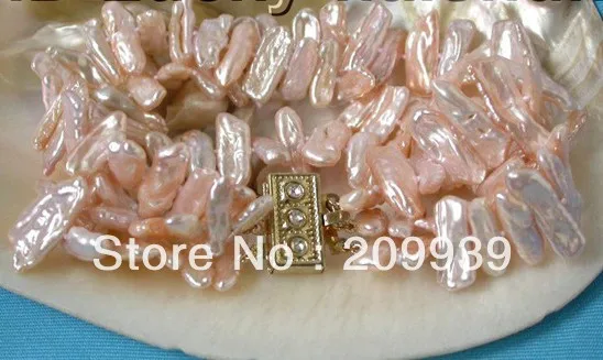 Huij 00349 wow! 3row розовый Biwa искусственный жемчуг браслет 18Kgp
