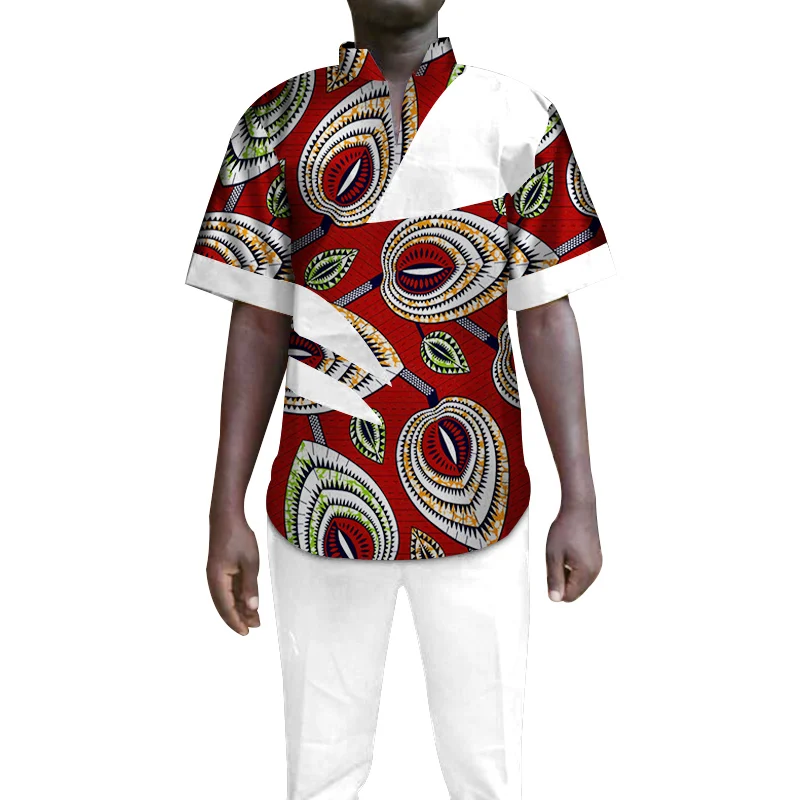 На заказ 2 шт. мужские брюки наборы африканская одежда Базен Riche Африканский Воск Принт Топ костюмы и брюки наборы Анкара одежда WYN104