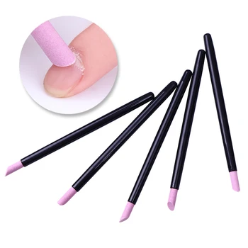 

5 Pcs Nail Remover Pusher Trimmer Pen For Nails Cuticle Black Handle Quartz Stone Scrub Manicuring Nail Art Care Tool