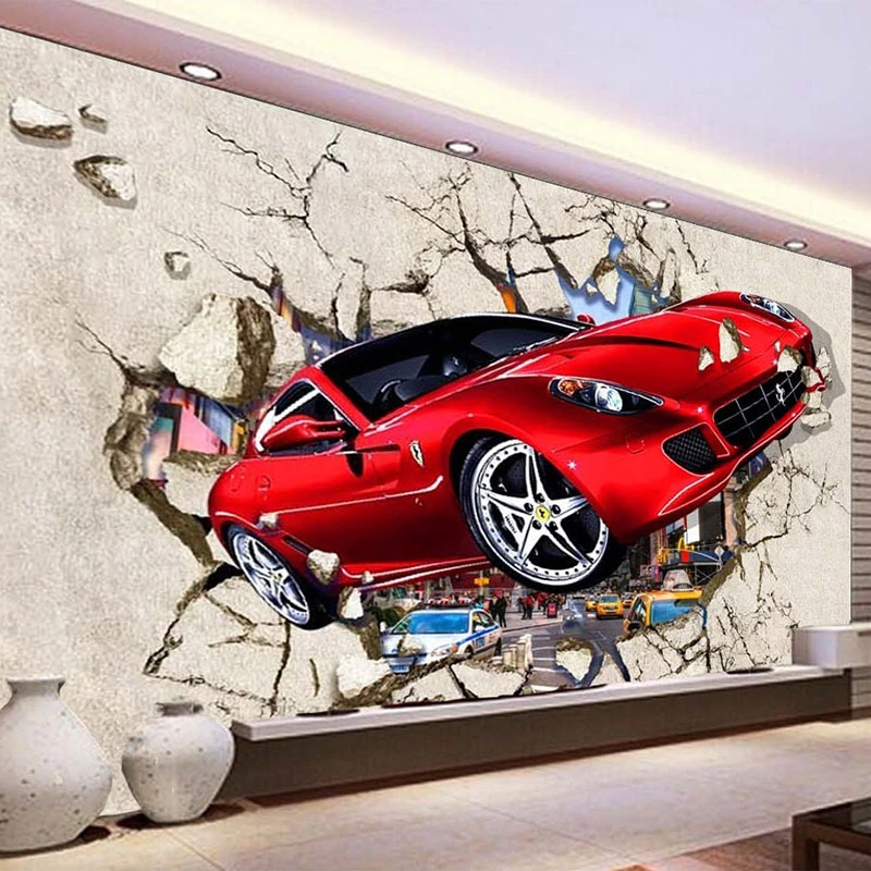 Details about   3D Red Car Oil Paintin R05 Transport Wallpaper Mural Sefl-adhesive Removable Zoe