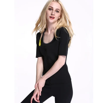 

women SBR nylon double side short sleeve fat burning sexy vest fitness female quick-drying lady training shaping vest running
