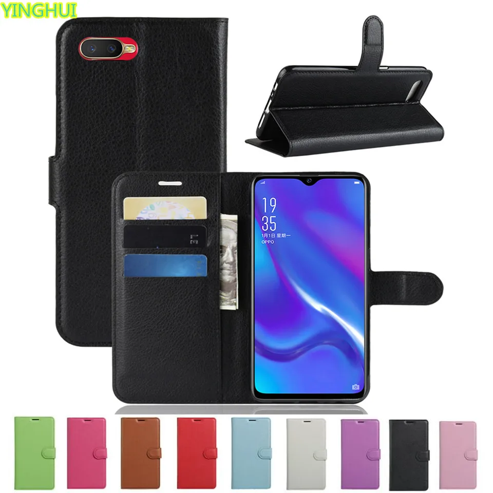 Для OPPO K1 Роскошный футляр для телефона Funda Coques с подставкой флип-чехол кошелек из