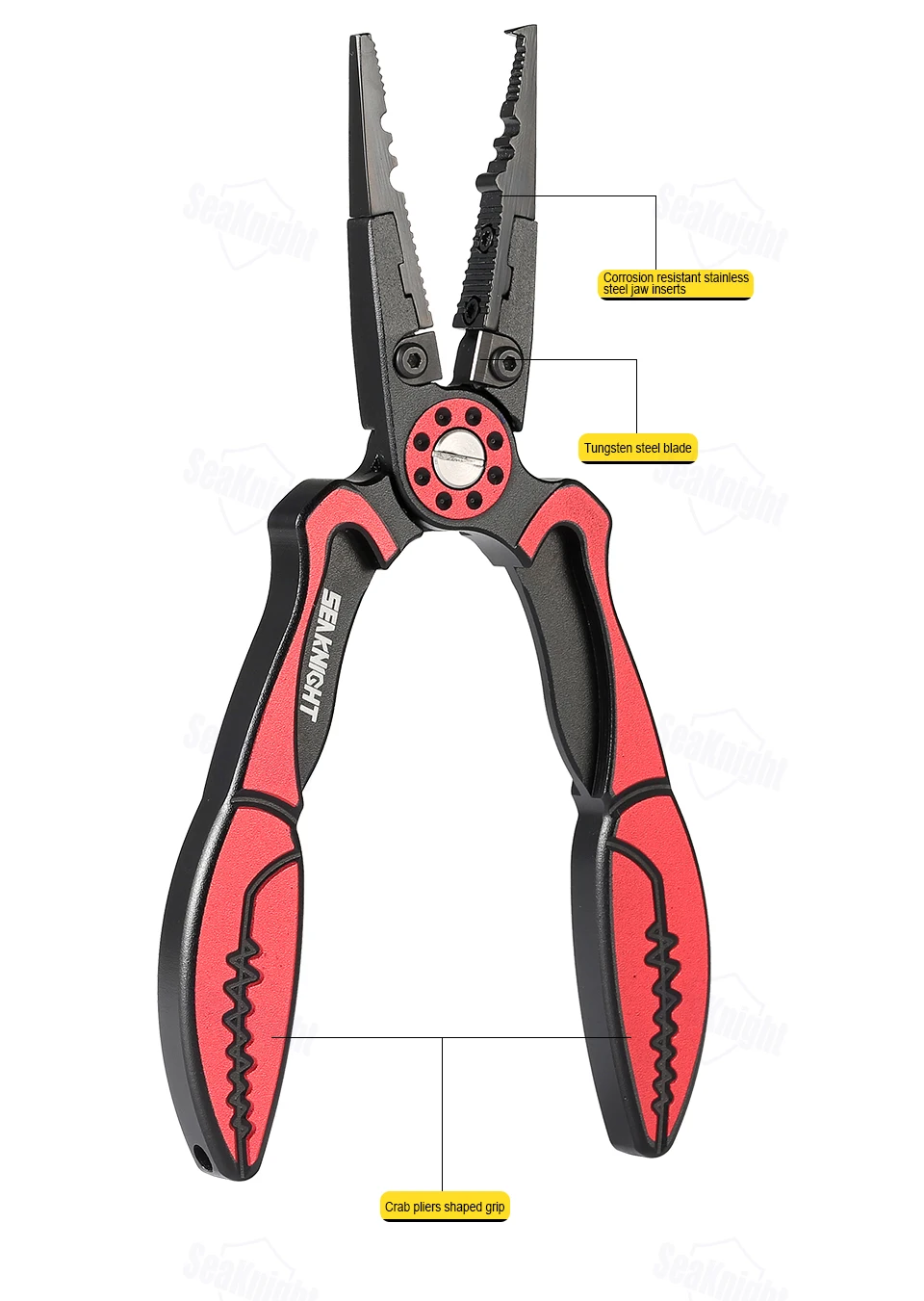 Seaknight SK006 рыболовные плоскогубцы из алюминиевого сплава, вольфрамовые стальные лезвия, 122 г, инструмент для удаления крючков, Рыболовный инструмент с оболочкой и тросом