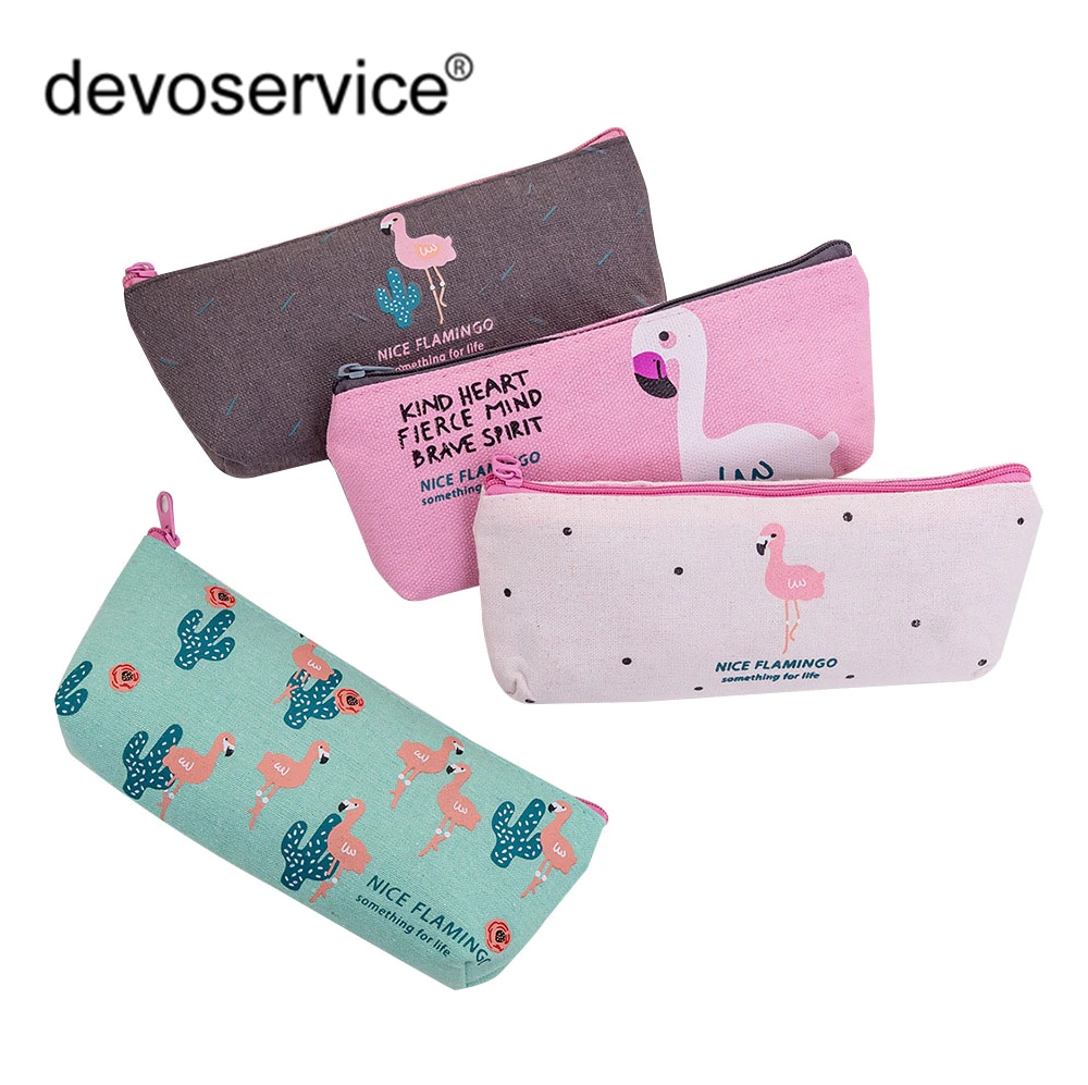 

Kawaii Cute Flamingo Canvas Pencil Case Storage Organizer Pen Bags Pouch Pencil Bag For Girl Kids Gift School Supply Stationery