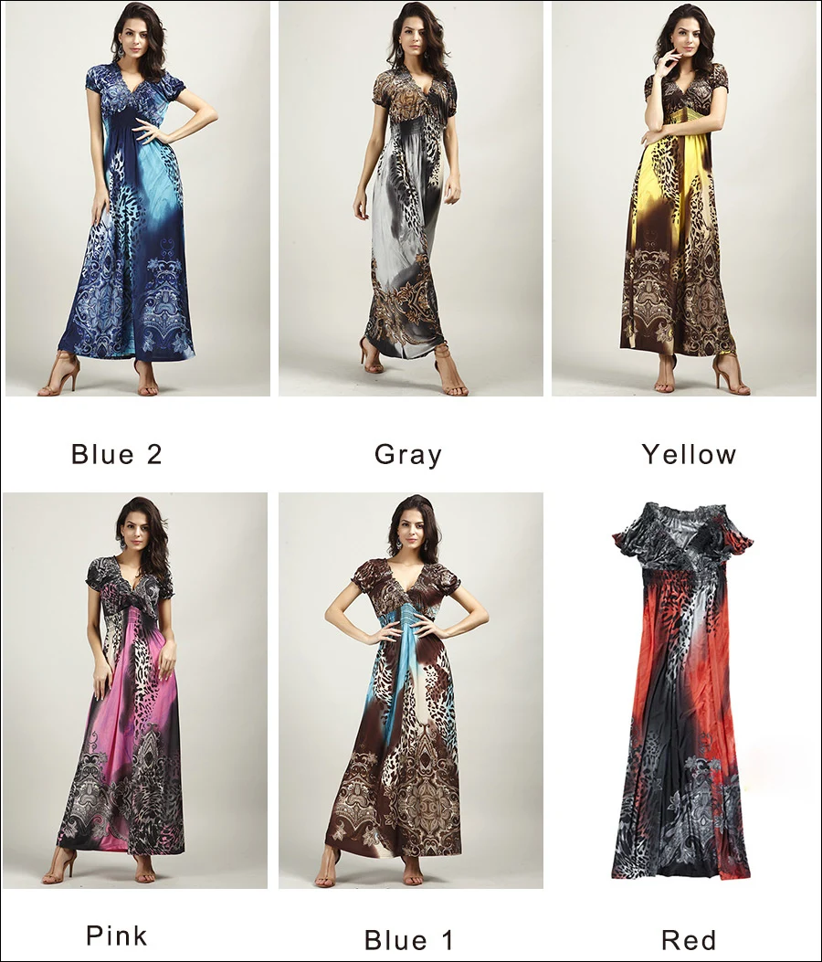Gladiolus Bohemian Summer Dress Women 2019 Short Sleeve V Neck Tunic Sexy Leopard Print Maxi Dresses For Women Long Beach Dress (38)