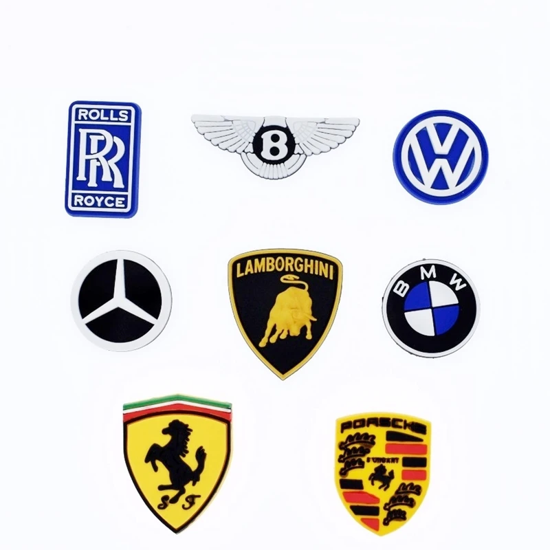 1pc PVC Cars Logo Shoe Accessories Shoe Charms Decoration Shoe Buckles Accessories Fit Bands Bracelets Croc JIBZ T109-A