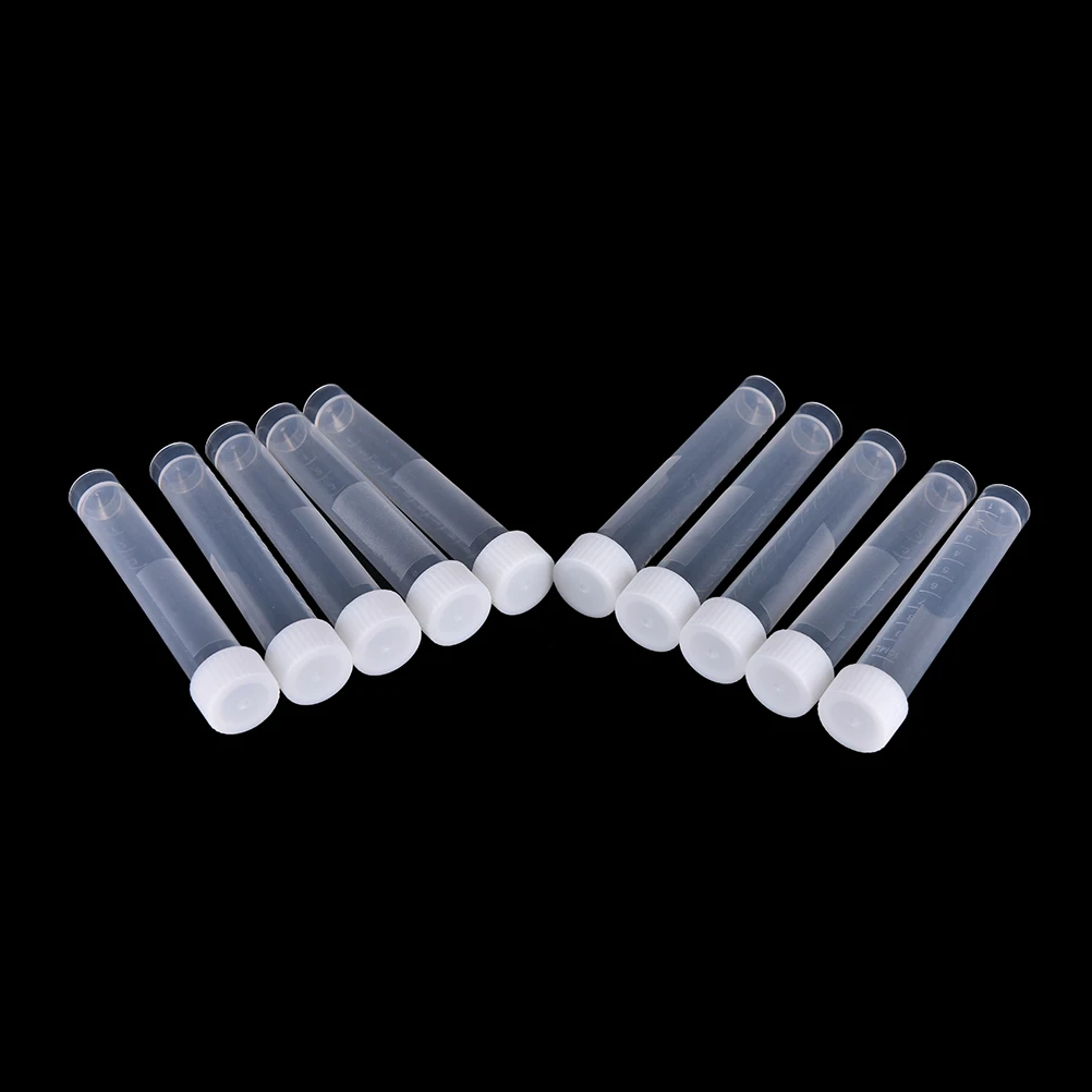 New 10pcs 10ml Lab Plastic Frozen Test Tubes Vial Seal Cap Container for Laboratory School Educational Suppy
