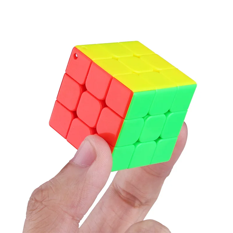 YUXIN Mini 3x3x3 волшебный кубик головоломка без наклеек 3x3 Карманный с брелком