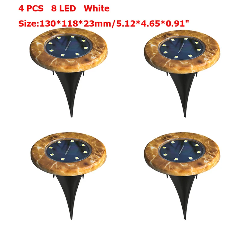 2/4 шт. 8LED Солнечный Мощный дисковый светильник s похороненный светильник под земной лампой Открытый Путь сад настил напольный светильник водонепроницаемый солнечный светильник - Испускаемый цвет: White