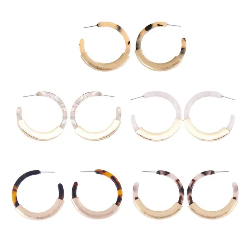 

Women Acrylic Hoop Earrings Big Circle Acetate Resin Geometric Statement Jewelry