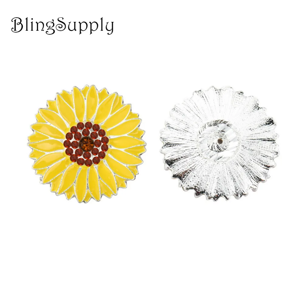 

Free shipping 30mm 100PCS sunflower rhinestone button(BTN-5600)