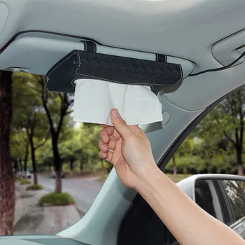 

Tissue Box Universal PU Car Sun Visor Hanging Type Tissue Cover Rectangular Holder In Car Styling