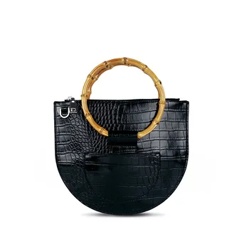 

Women Round Meta Handle Mini Alligator Handbags High Quality PU Leather Stylish Crossbody Bags