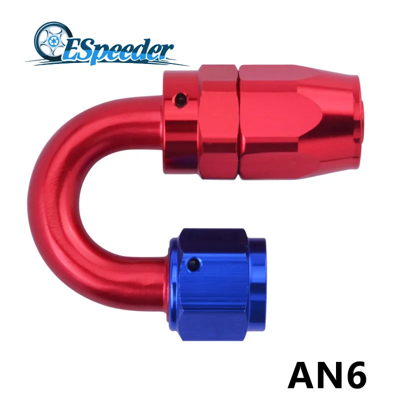 ESPEEDER AN6 Elbow Fittings Anoized Aluminium Fitting 180Degree Swivel Adapter Hose End Oil Fuel Reusable | Автомобили и