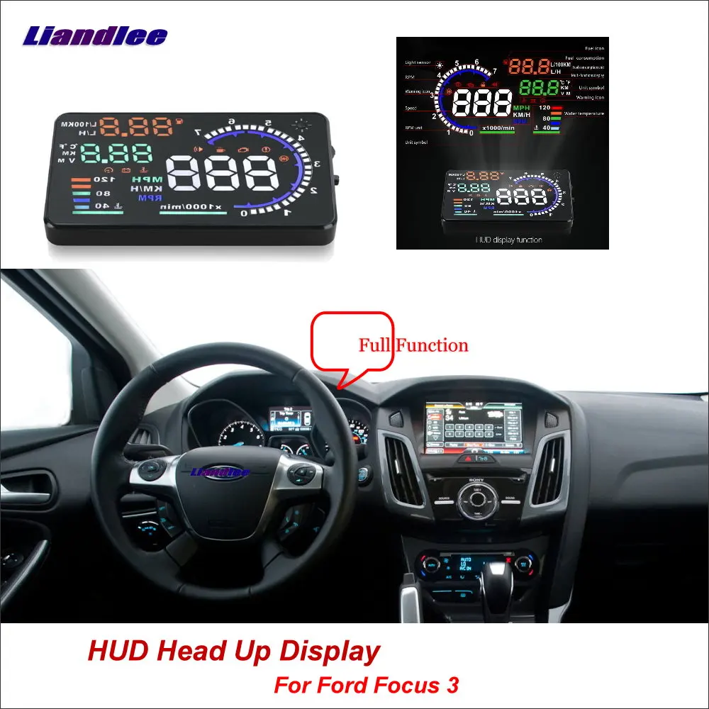 

Liandlee Car HUD Head Up Display For Ford Focus 3 2012-2018 Digital Speedometer Fuel Consumption Projector Screen Detector