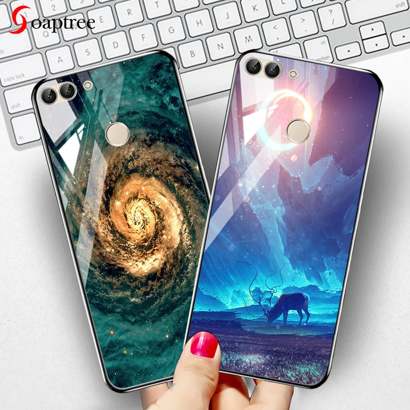 

Star Space Case for Huawei Y9 Y5 Y7 Y6 Prime 2018 Cases Luxury Cartoon Tempered Glass Cover For Huawei Honor 7C 7A Pro Bumper