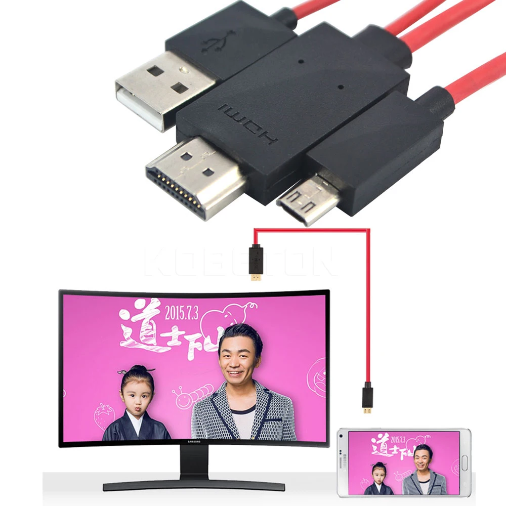 Kebidu 2 м микро USB к HDMI 11Pin HD аудио кабель адаптер зарядное устройство для samsung Galaxy i9300 S4 i9500 S5 i9600 MHL