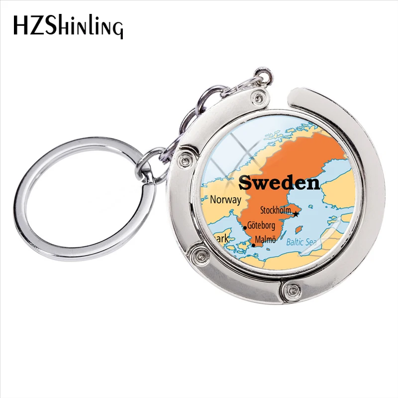 

Vintage Nordic Countries Map Sweden Map Photos Bag Hanger Hand Craft Jewelry Accessories Key Ring for a Gift