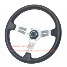 350 мм гоночный автомобиль Руль алюминиевый спортивный автомобиль Руль кожаный материал с красной прошивкой