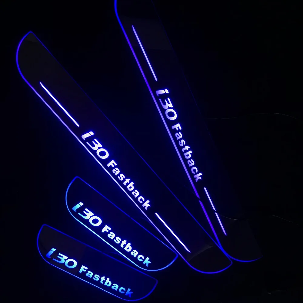 RQXR светодиодные движущиеся двери scuff для hyundai i30 динамические порога плиты плоские накладки наложения течет/еще светильник, 2 шт