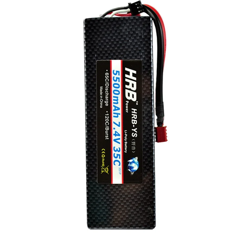 HRB Hard Case Battery 2S RC Car Lipo Battery 7.4V 5500mah 35C Max 70C
