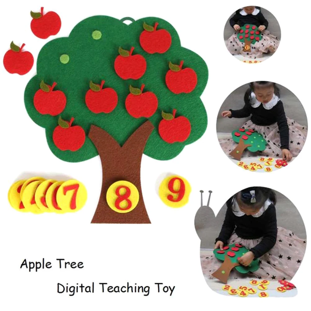 

Apple Tree Match Digital Teaching Toy Non-Woven Puzzle Creative Educational Toy Kindergarten Kids Math Toy Child Toys
