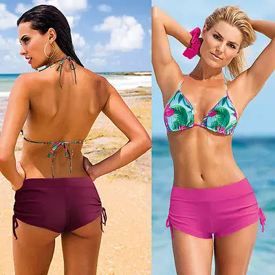 

Womens Summer Solid Padded Swimming Trunks Beach Cute Swimwear Only Bottom