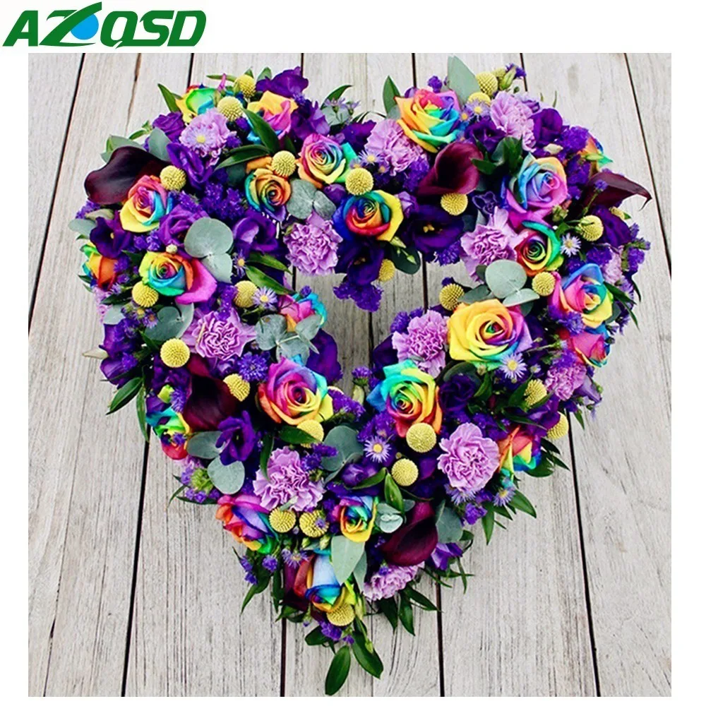 

AZQSD Full Square Diamond Mosaic Flower Diamond Painting Love Floral Home Decor Cross Stitch Picture Of Rhinestones DIY Gift