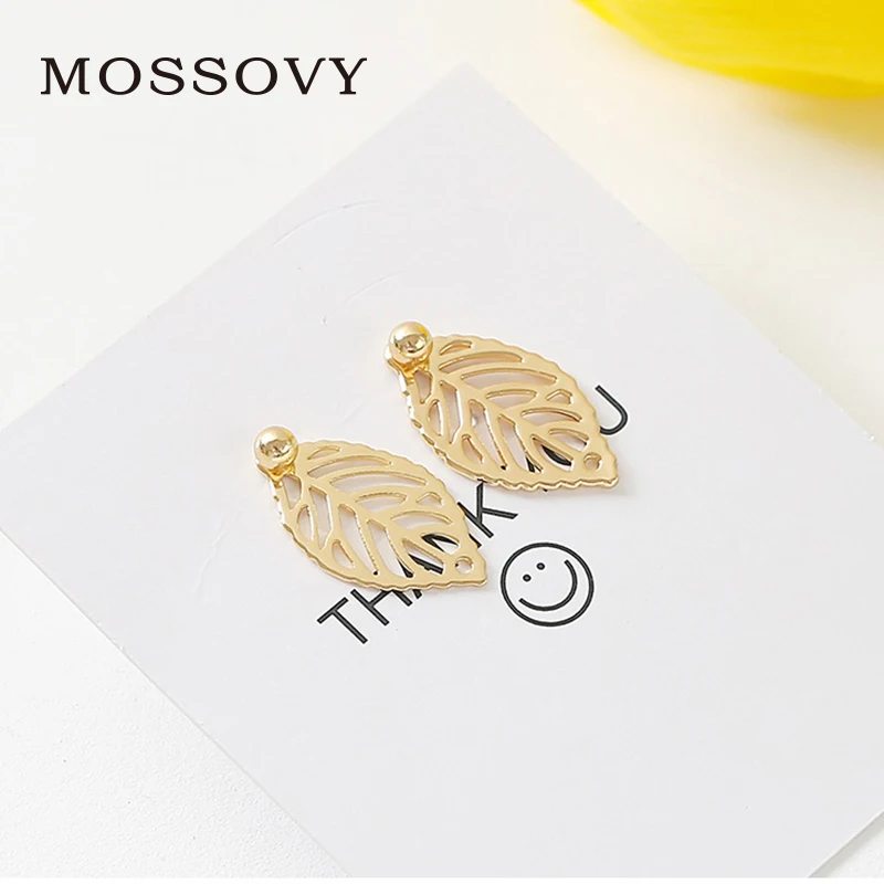 Женские винтажные серьги гвоздики Mossovy Leaf корейские модные ювелирные изделия