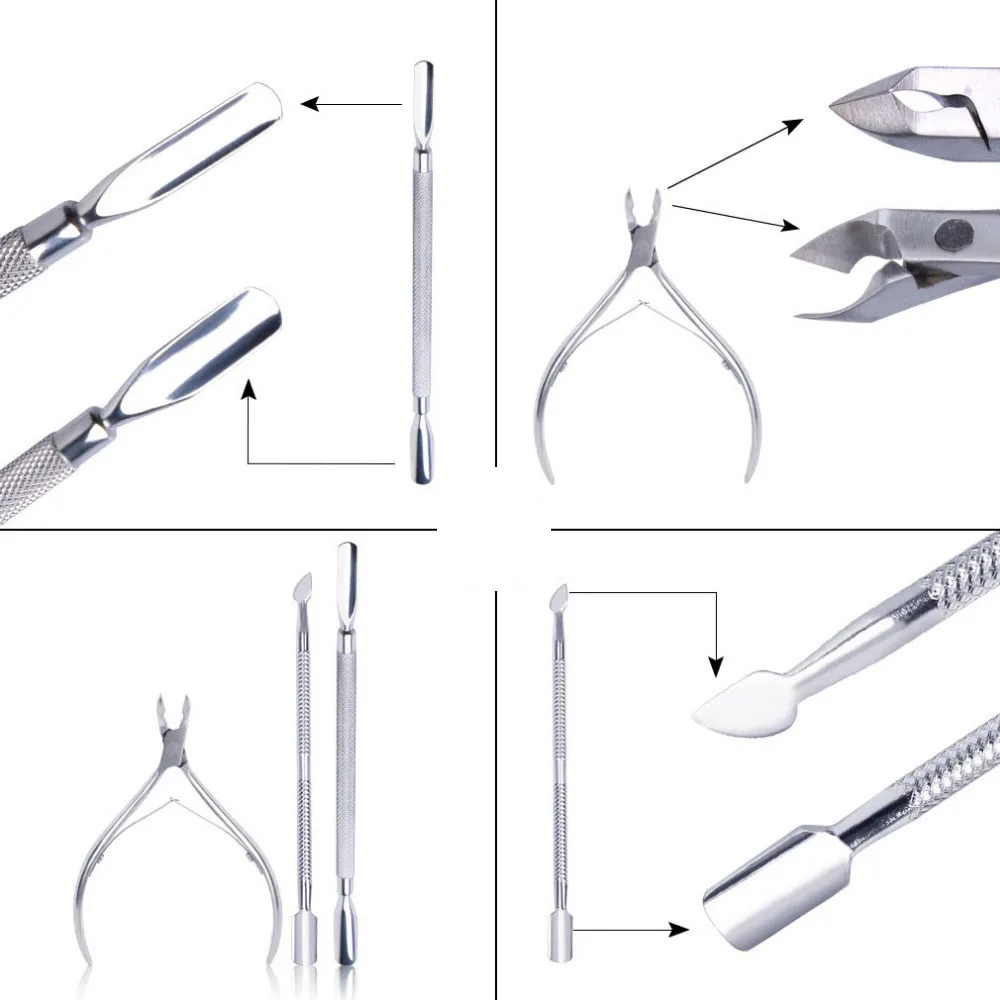 Лидер продаж 3 шт./компл. Pro Нержавеющая сталь кусачки для кутикулы ногтей Ножницы для ногтей инструменты для ногтей Ложка Толкатель носок для маникюра