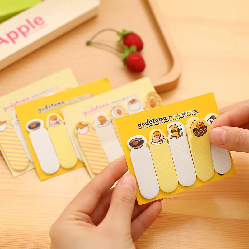 

4 PCS Cute Kawaii Cartoon Gudetama Lazy Egg Mini Finger Sticky Notes Post It Adhesive Memo Pad Planner Stickers Paper Bookmarks