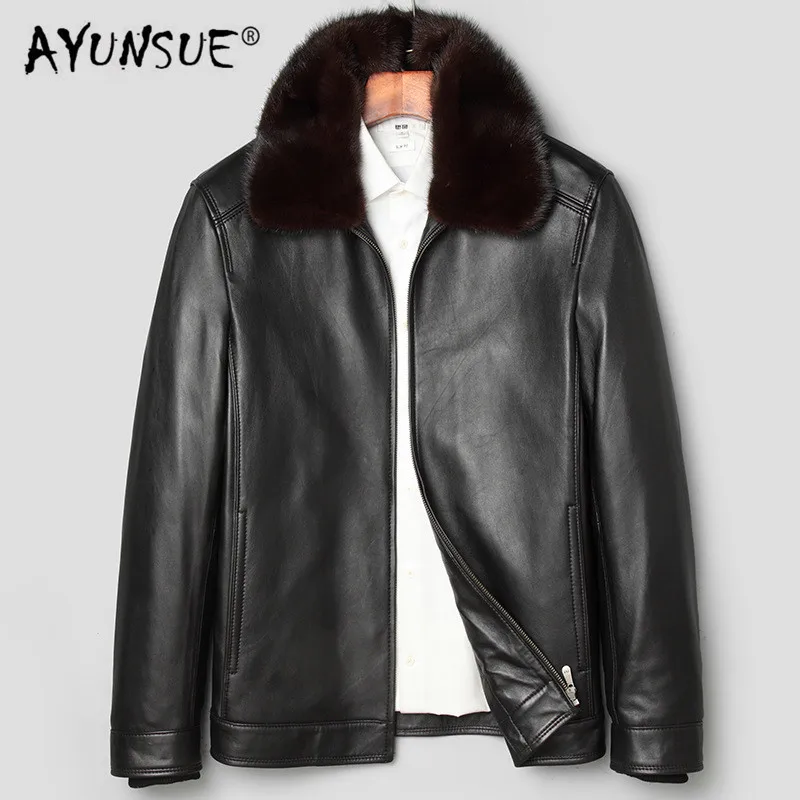 DeCuero Mens Genuine Sheep Skin Leather Jacket-Black