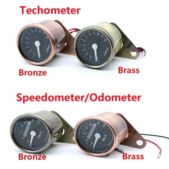 

LED Highlight Backlight Bronze Motorcycle Odometer KM/H Speedometer Retro Tachometer For Universal Motorcycle Retro Cafe Racer