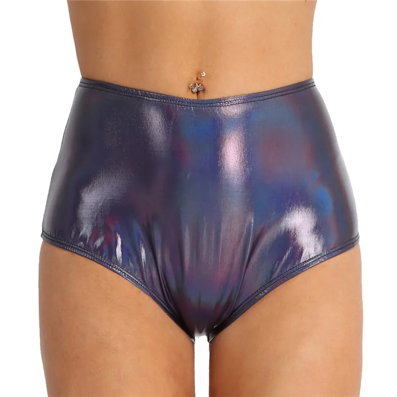 Fashion Women Shiny Metallic Patent Leather Sexy Lingerie Panties Underwear Dance Raves and Swim Beachwear Summer Briefs