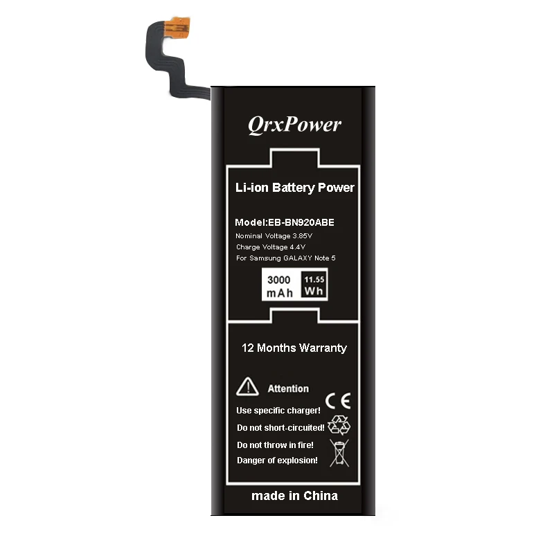 QrxPower запасная батарея EB BN920ABE 3000 мАч для Samsung GALAXY Note 5 N9200 N920t N920c Note5 SM N9208