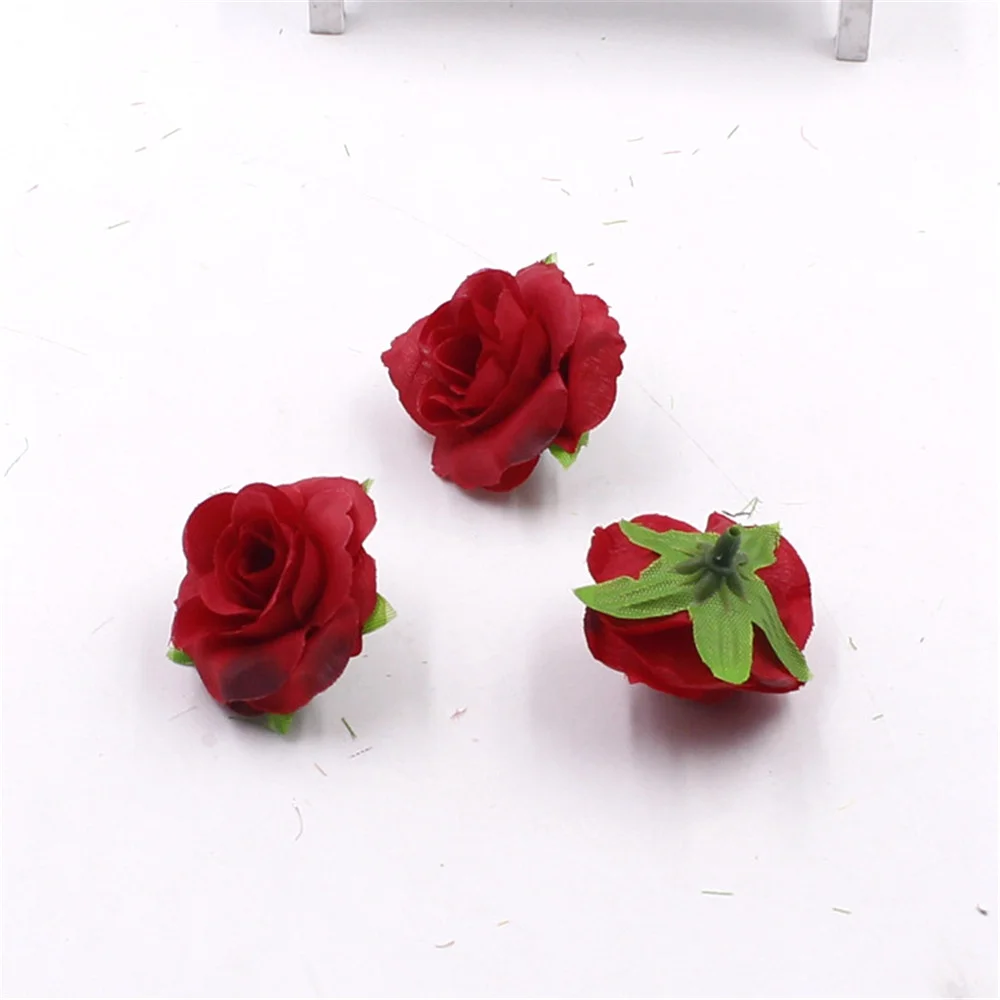 20 шт. свежие и искусственные цветы небольшой чайный бутон Моделирование маленькая чайная роза цветочные украшения из шелка Цветочная головка DIY аксессуары - Цвет: red